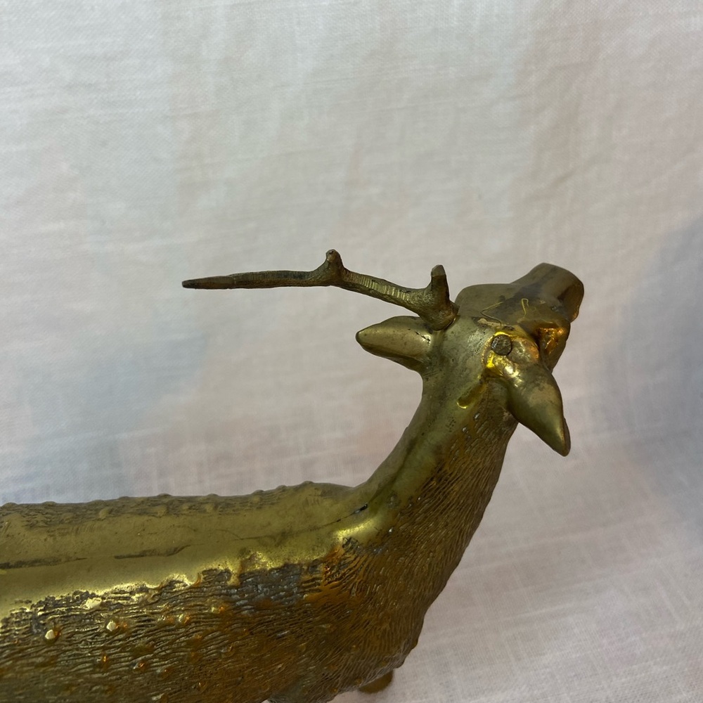 Vintage Brass Deer Figurine Statues (4) Bucks Reindeer Textured LOT SET OF 4 - Picture 9 of 14